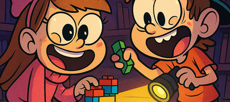 Zwei Kinder bauen mit Legosteinen