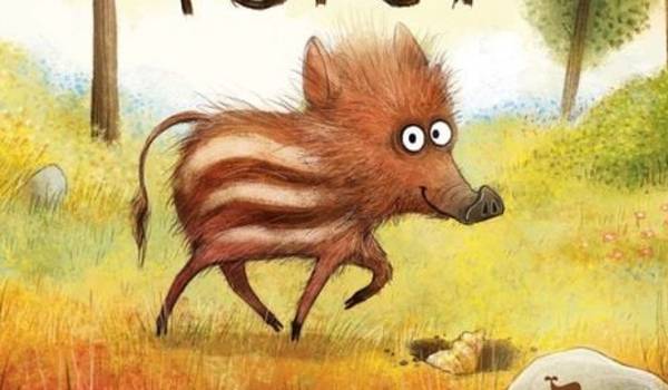 Ein kleines gezeichnetes Wildschwein vom Buchcover.